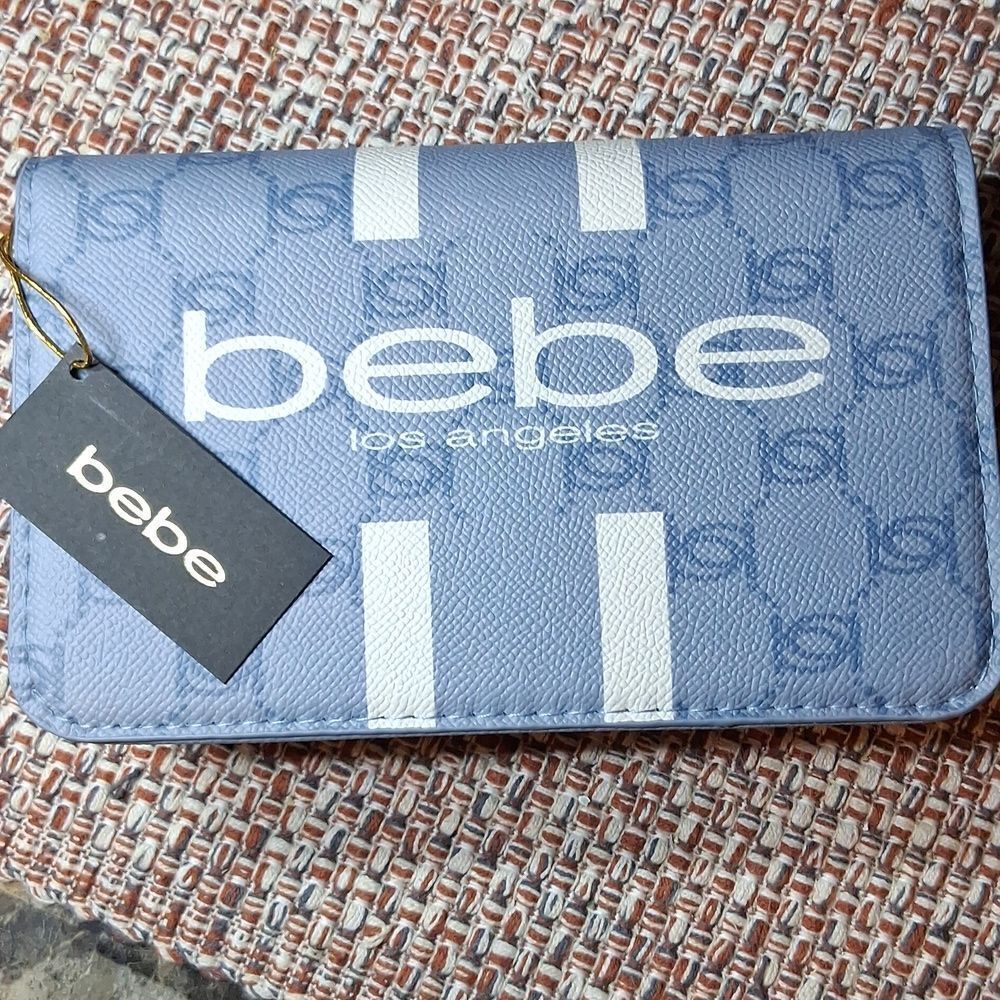 Bebe Crossbody Los Angeles Paisley Flap  In Denim Blue With Gold Hardware New